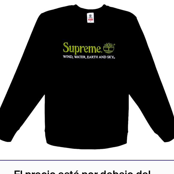 SUPREME+TIMBERLAND BLACK CREWNECK SIZE M NWOT - Picture 3 of 9